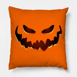 Scary Orange Jack O Lantern Face - Halloween Jackolantern Pillow