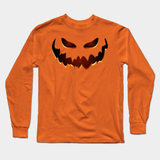 Scary Orange Jack O Lantern Face - Halloween Jackolantern Long Sleeve T-Shirt