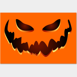 Scary Orange Jack O Lantern Face - Halloween Jackolantern Posters and Art