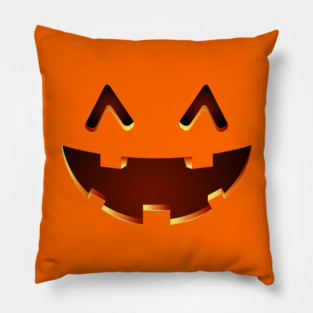 Cute Smiling Orange Jack O Lantern Face - Halloween Jackolantern Pillow