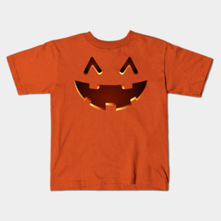 Cute Smiling Orange Jack O Lantern Face - Halloween Jackolantern Kids T-Shirt