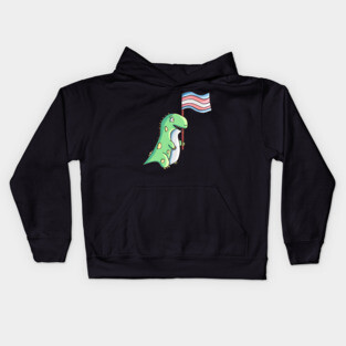 T-Rex For Trans Rights Funny Trans Pride Design Kids Hoodie