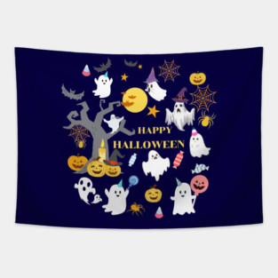 Halloween Face Mask, Happy Hallween For kids, Haloween ghost Face Mask for Kids. Tapestry