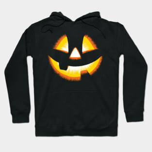Halloween Glowing Pumpkin Face on Black Hoodie