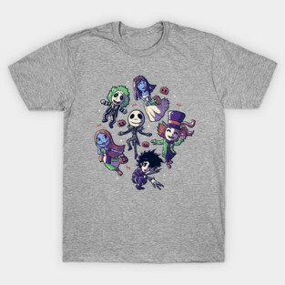 Burtons Halloween Funny Cute Spooky Characters - Light T-Shirt