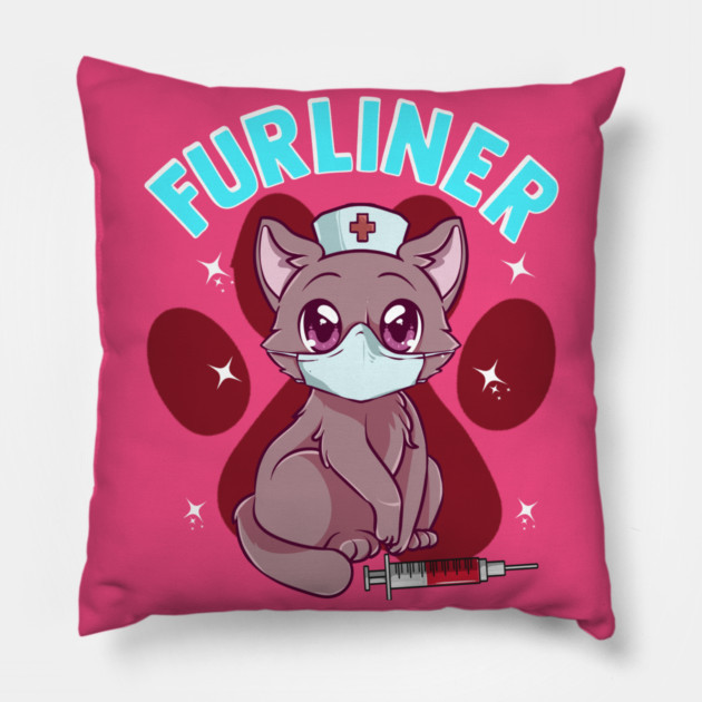 Cute Kawaii Nurse Kitten Furliner Gift Pillow by creative