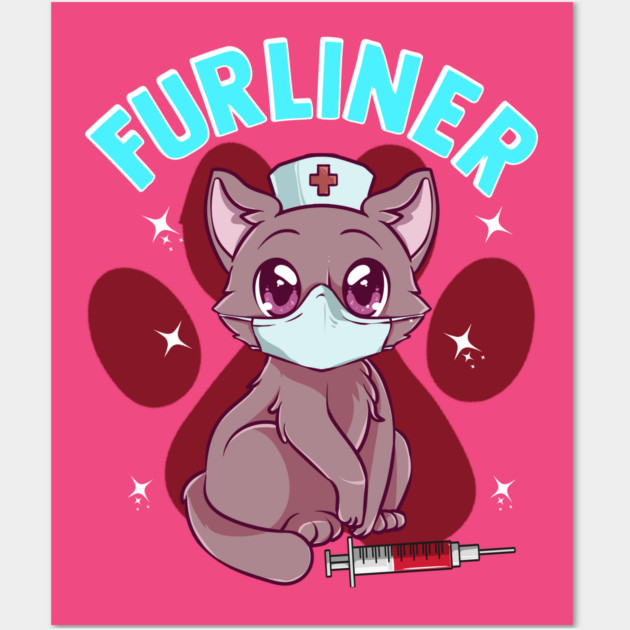 Cute Kawaii Nurse Kitten Furliner Gift Wall Art by creative