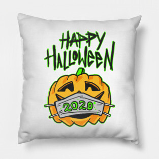 Funny Happy Halloween 2020 Carved Pumpkin with Mask Pillow