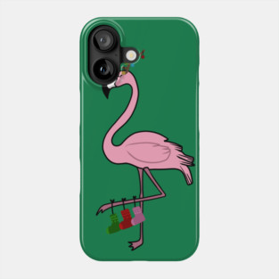 Flamingo Christmas, Deer Antlers, Festive Gift Phone Case