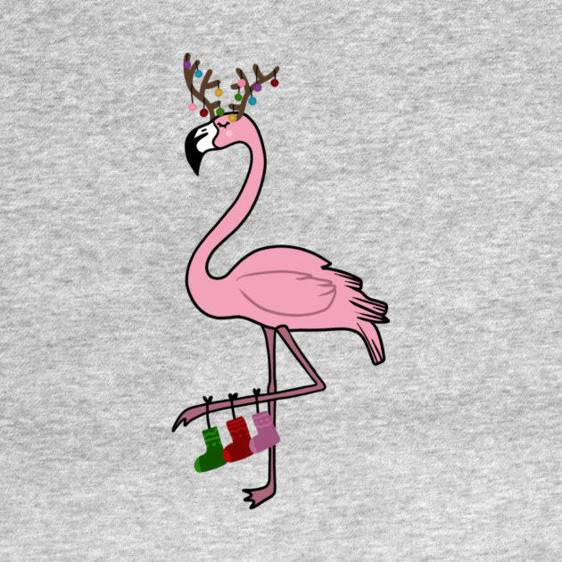 Flamingo Christmas, Deer Antlers, Festive Gift by logiamerch