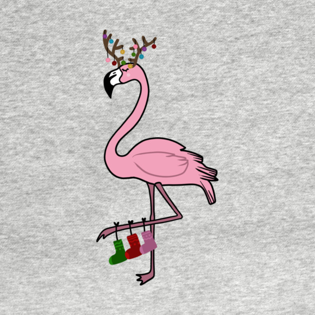 Flamingo Christmas, Deer Antlers, Festive Gift by logiamerch