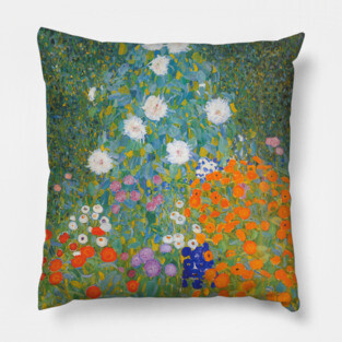 Gustav Klimt Flower Garden Famous Art Pillow