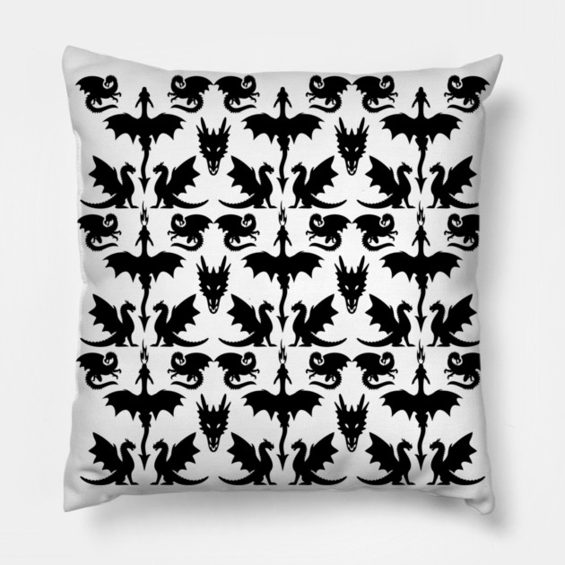 Black Dragons Pattern Cheeky Witch® Pillow by Cheeky Witch