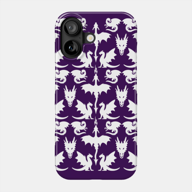 White Dragons Pattern on Purple Cheeky Witch® Phone Case by Cheeky Witch