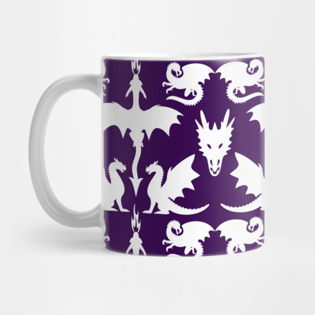 White Dragons Pattern on Purple Cheeky Witch® by Cheeky Witch