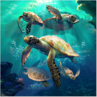 Sea Turtle Playtime Posters and Art