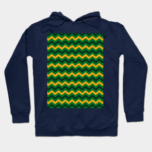 Yellow Black and Green Chevron Zigzag Pattern Hoodie