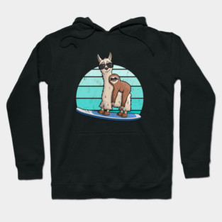 Sloth on Llama Stand Up Paddle SUP Hoodie