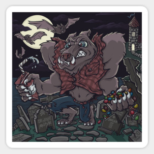 WereWolf Halloween Trick or treat m&m Juicebox Sticker