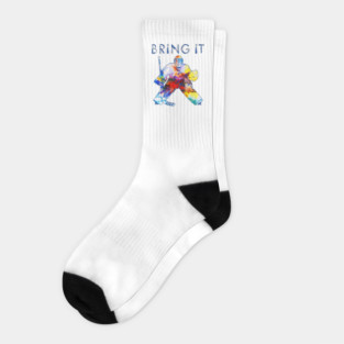 Bring It Hockey Goalie Watercolor Socks