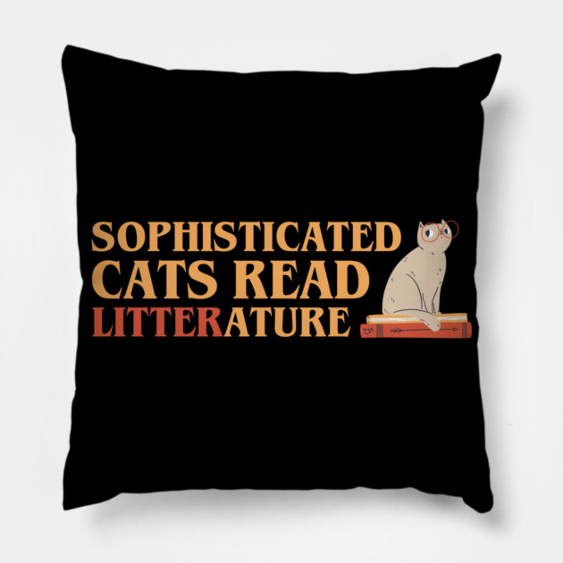 Kitty with Big Red Eyeglasses Funny Cat Pun Pillow by creative