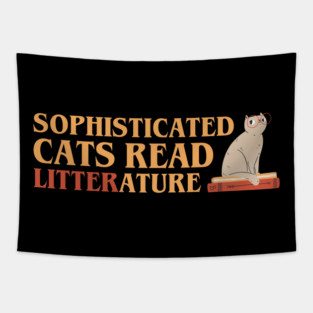 Kitty with Big Red Eyeglasses Funny Cat Pun Tapestry