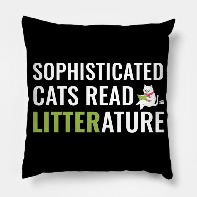 Sophisticated Cat Reading a Book Funny Pillow by creative