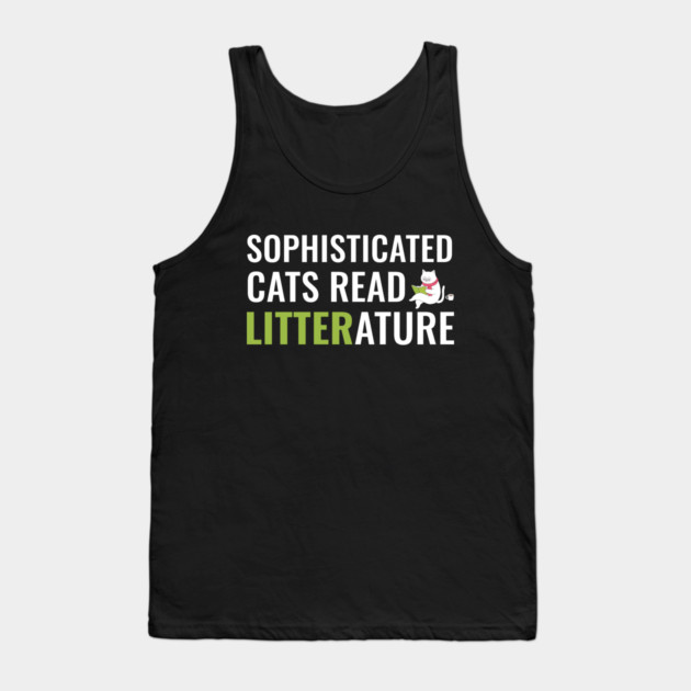 Sophisticated Cat Reading a Book Funny Tank Top by creative