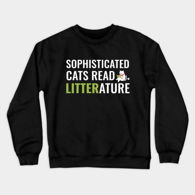 Sophisticated Cat Reading a Book Funny Crewneck Sweatshirt by creative