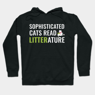 Sophisticated Cat Reading a Book Funny Hoodie