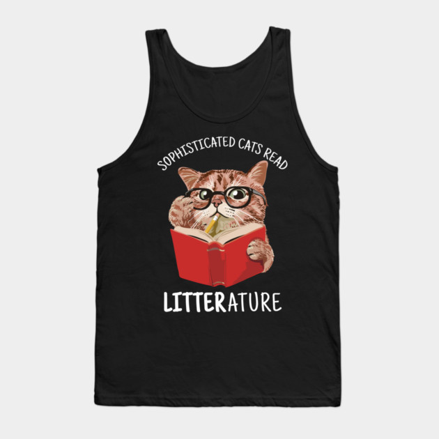 Cute Kitten Reading a Book Funny Tank Top by creative