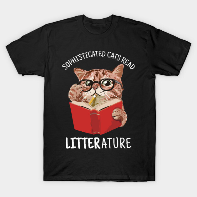 Cute Kitten Reading a Book Funny T-Shirt by creative