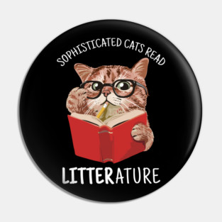 Cute Kitten Reading a Book Funny Pin