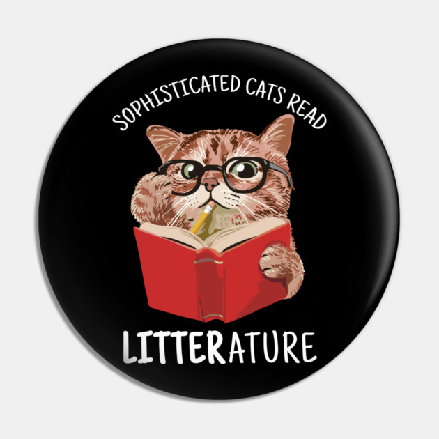 Cute Kitten Reading a Book Funny Pin by creative