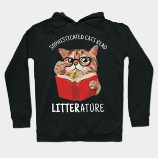 Cute Kitten Reading a Book Funny Hoodie