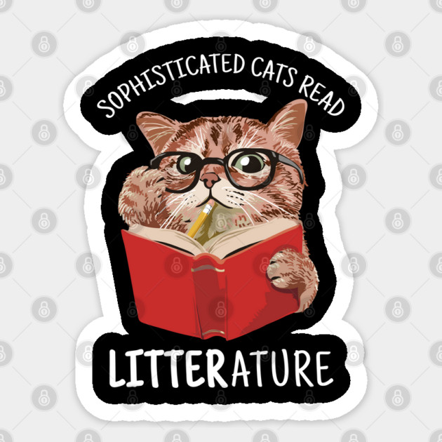 Cute Kitten Reading a Book Funny Sticker by creative
