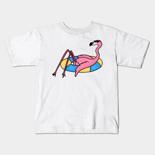 Funny Flamingo on Vacation, Love Flamingos Kids T-Shirt by logiamerch