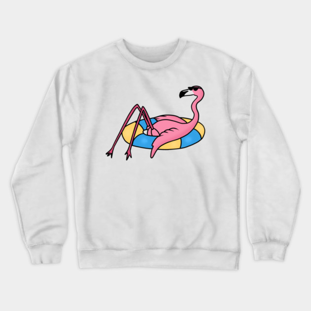 Funny Flamingo on Vacation, Love Flamingos Crewneck Sweatshirt by logiamerch