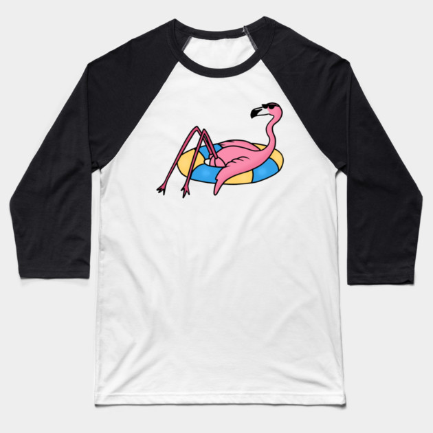 Funny Flamingo on Vacation, Love Flamingos Baseball T-Shirt by logiamerch