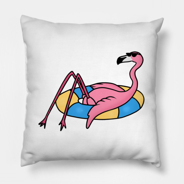 Funny Flamingo on Vacation, Love Flamingos Pillow by logiamerch
