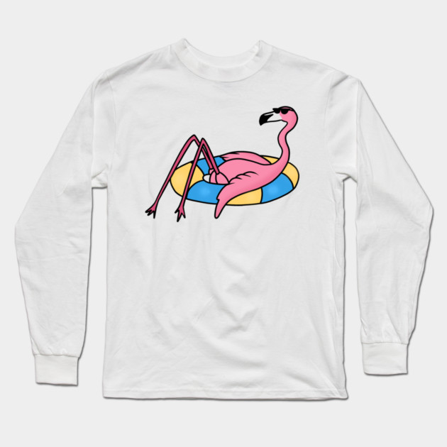 Funny Flamingo on Vacation, Love Flamingos Long Sleeve T-Shirt by logiamerch