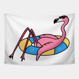 Funny Flamingo on Vacation, Love Flamingos Tapestry