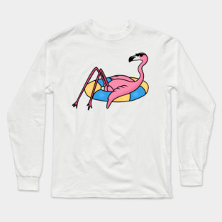 Funny Flamingo on Vacation, Love Flamingos Long Sleeve T-Shirt