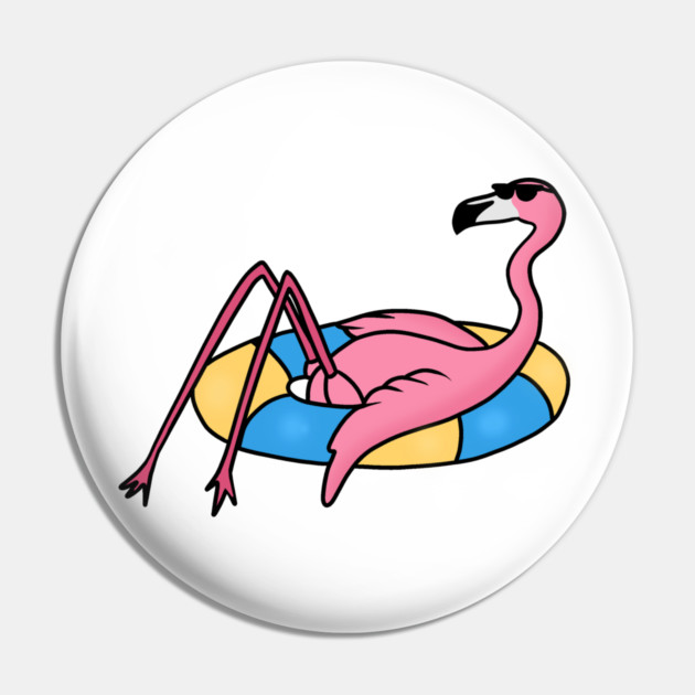 Funny Flamingo on Vacation, Love Flamingos Pin by logiamerch