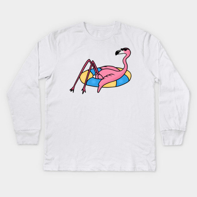 Funny Flamingo on Vacation, Love Flamingos Kids Long Sleeve T-Shirt by logiamerch