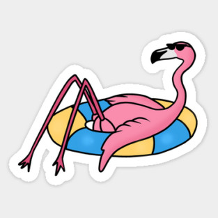 Funny Flamingo on Vacation, Love Flamingos Sticker