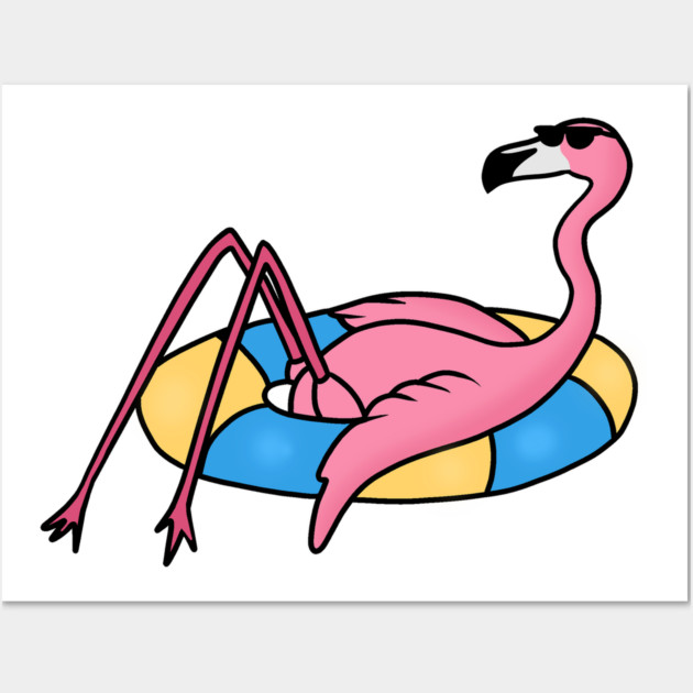 Funny Flamingo on Vacation, Love Flamingos Wall Art by logiamerch