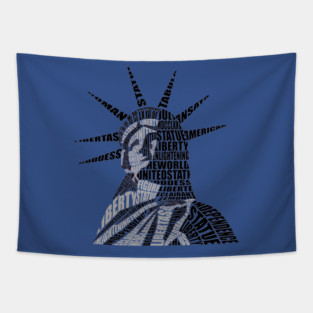 Liberty Statue Calligram Tapestry