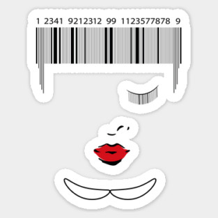 barcode face minimalist drawing Sticker
