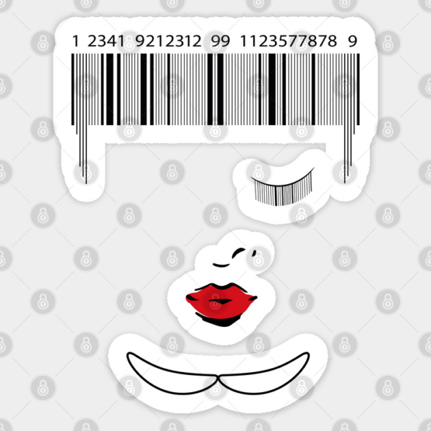 barcode face minimalist drawing Sticker by Tshirtiz